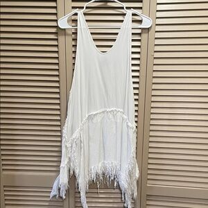 UNIF white deconstructed Sleeveless Top with Fringe